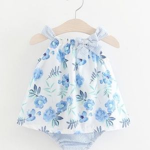 Girls floral dress/ ruffle bloomer